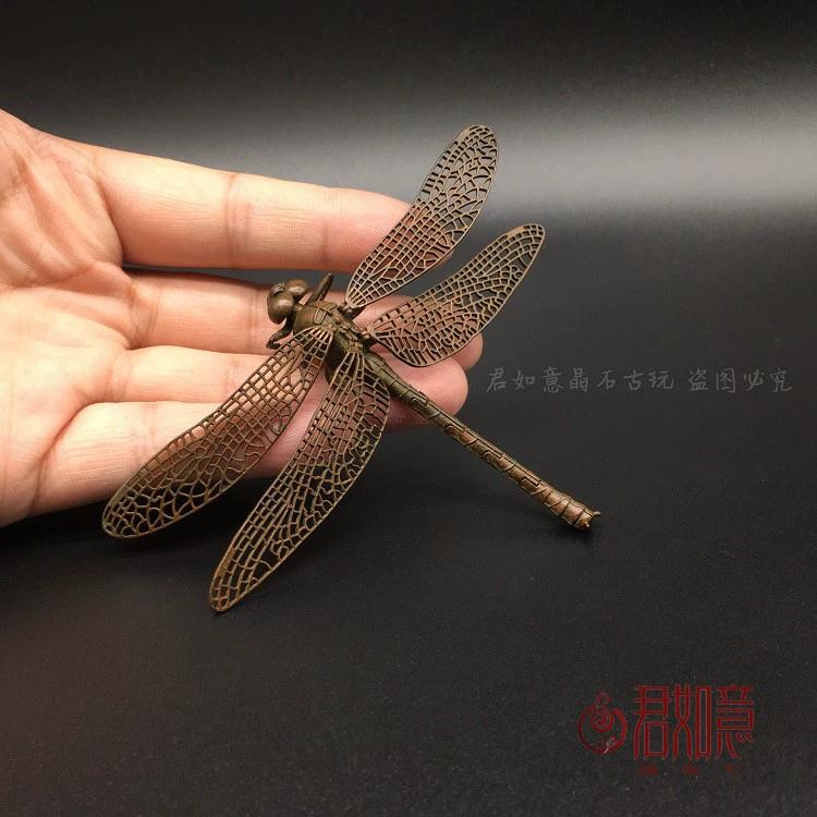 Delicate And Lovely Dragonfly Make Old Bronze Figurines Imitating Antique