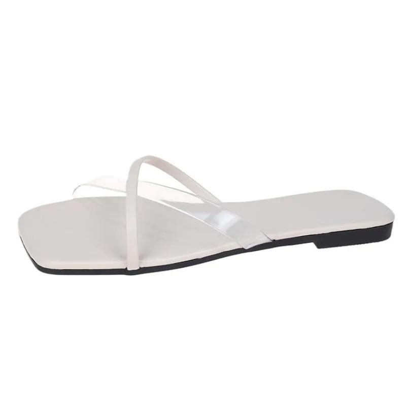 Женские босоножки с открытой пяткой 2024 года, новая женская обувь, летние туфли на плоской подошве, повседневные шлепанцы, неглубокие женские шлепанцы, тапочки с открытым носком