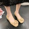 Women's Single Shoes Spring New Soft Sole Shallow Mouth Bow Pedal