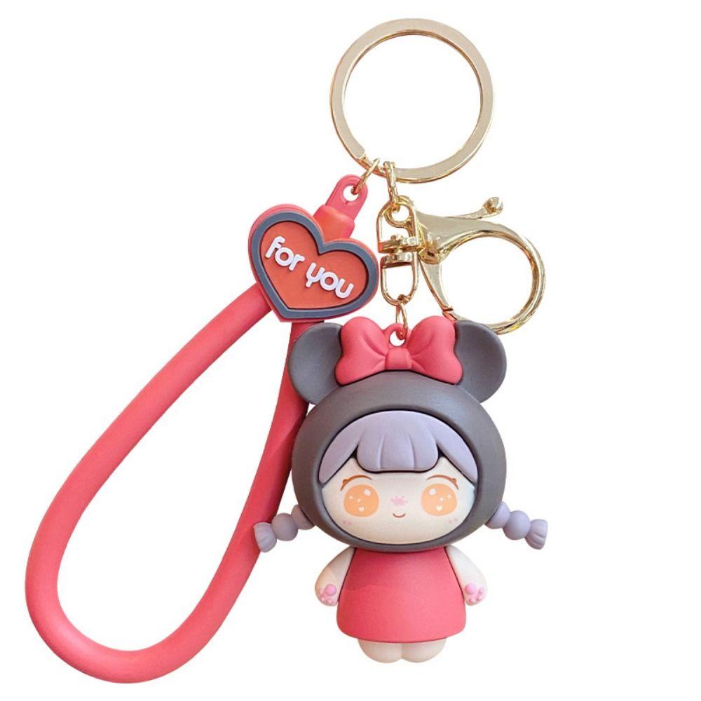 Fashion Bag Pendant Cartoon Car Key Ring Hanging Ornaments Cute Doll Key Chain  School Bag Pendant