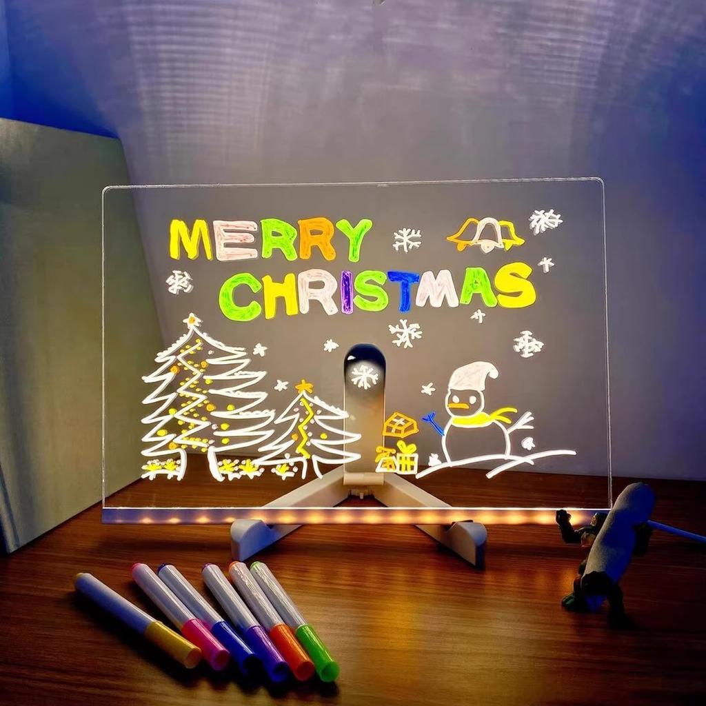 Led Acrylic Drawing Board Luminous Wordpad With Colour Pens Led Note Board Kids Drawing Toy Diy Acrylic Board With Night Light