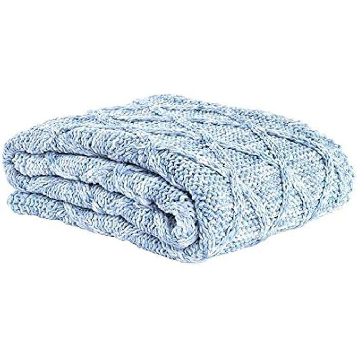 Couverture - DKD HOME DECOR - Standard - Bleu - Polyester - 150 X 125 Cm