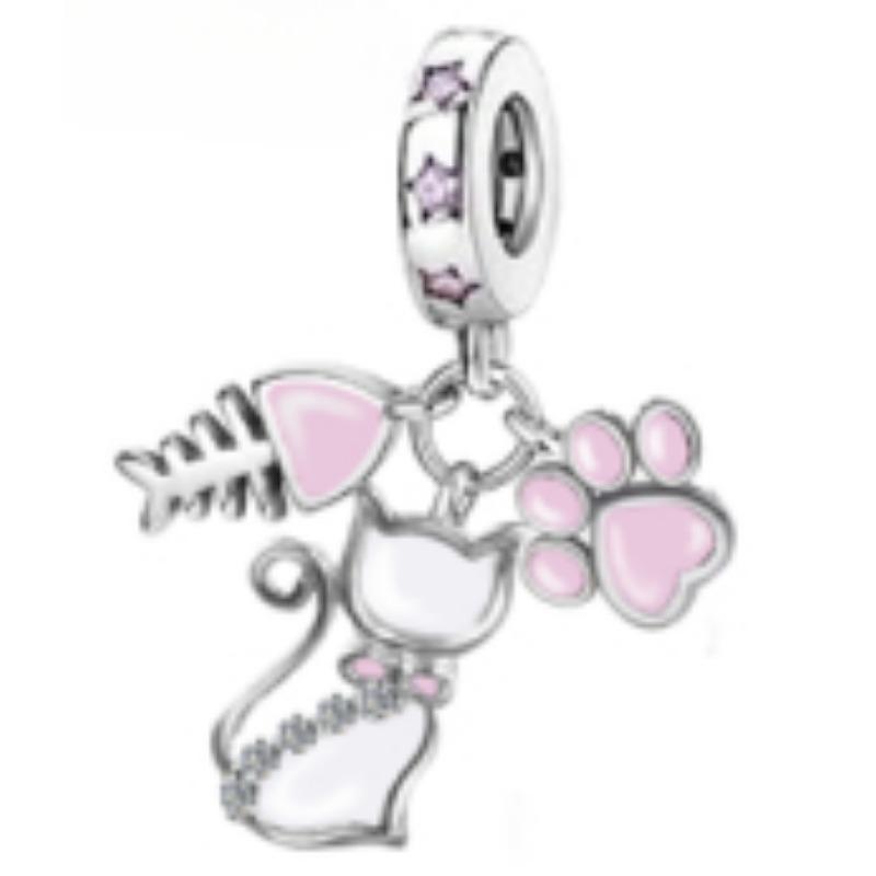 Браслеты Charm Fit Original Медь Милое Животное Сова Кошки Морская Черепаха Бусины Женский Кулон Бусины Изготовление Украшений