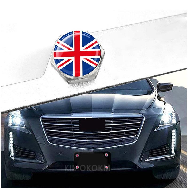 1Set For UK Flag Car License Plate Frame Fixed Bolt Metal Screw For Generic MINI COOPER S JCW F56 F60 R55 R56 Accessories License Plate Covers Frames