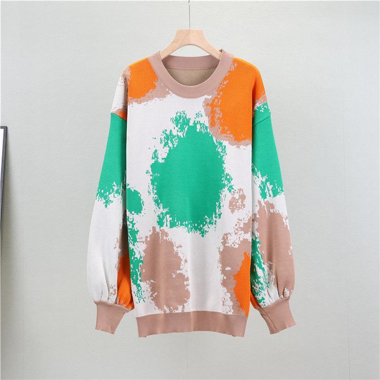 Autumn and Winter Women's Knitted Suit Simple Retro Fashion Long-sleeved Sweater Wide-legged Pants Loose Casual Two-piece Set