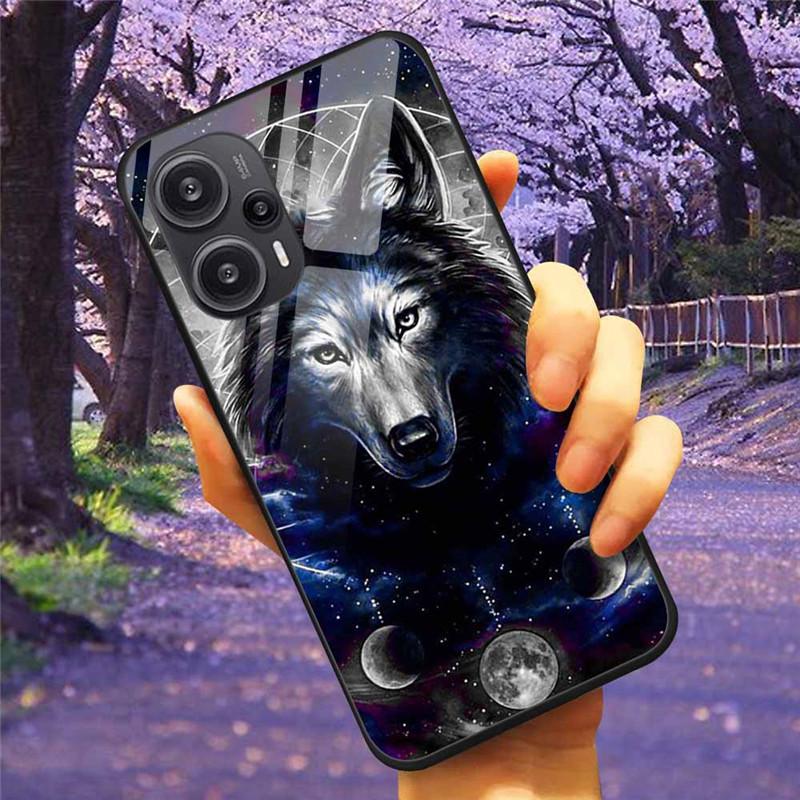 Для Xiaomi Poco F5 5G / F5Pro Чехол Закаленное Стекло Озеро Луна Жесткая Защитная Крышка для POCO F5 Pro Capas Funda на PocoF5 Роскошный Coque