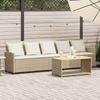 VidaXL Garden Sofa with Cushions 5-seater Beige Woven Resin, Outdoor Sofa, Garden Sofa 5-seater, Sofa 4104115