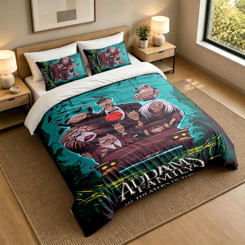 3Pcs Bedding SetThe Addams Family Soft Bed Sheet and Two Pillowcases Home Bedroom Decor