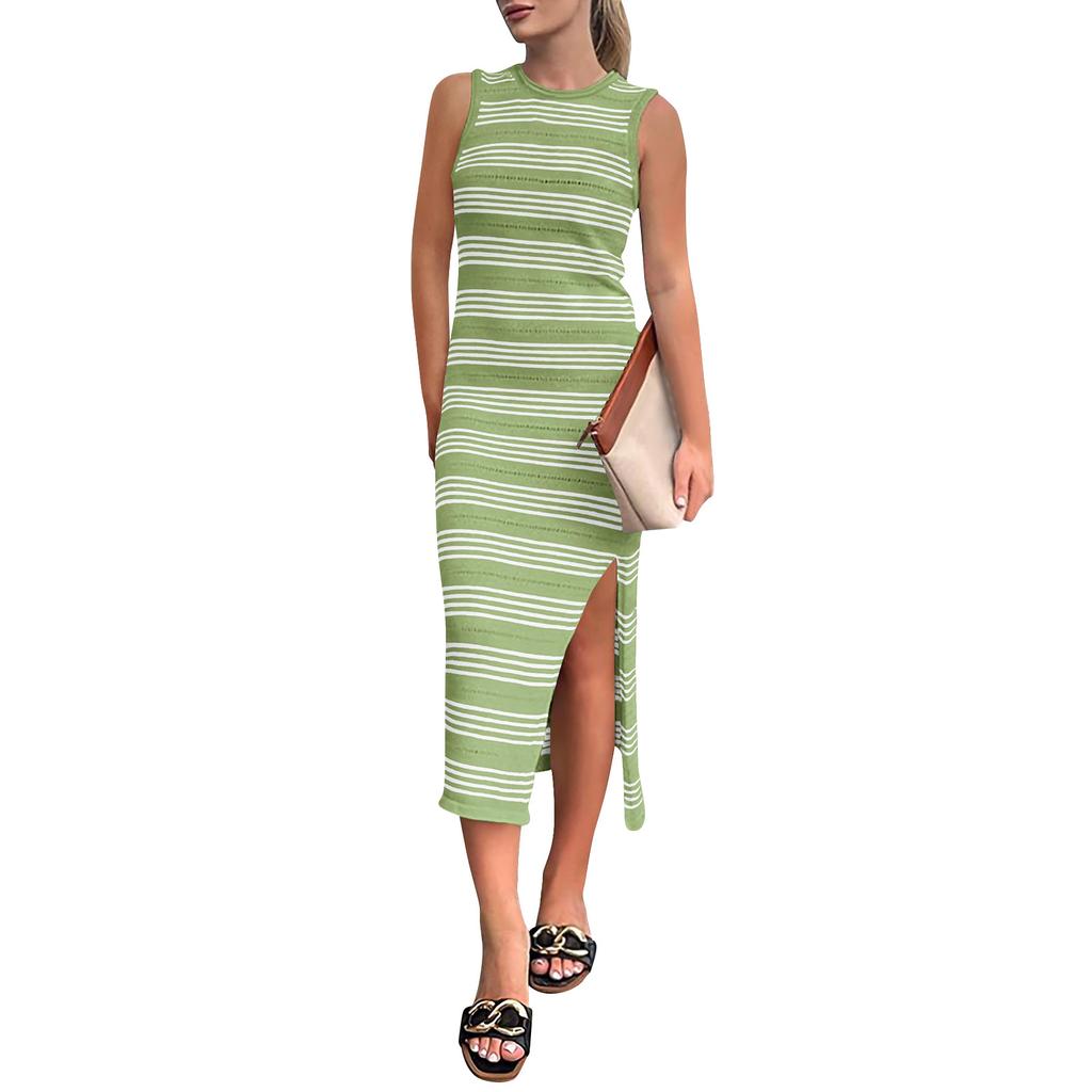 Женское летнее облегающее платье миди без бретелек с вырезами и длинными облегающими платьями