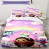 3pcs Duvet Cover Set (1*Duvet Cover + 2*Pillowcase, Without Core), Gabby's Dollhouse Print Soft All‑Season Bedding Set, Home Bedroom Decor Gift