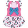 CuteBone Dog Dress for Small Dogs Girl, Unicorn Summer Dresses with Bow & Ruffle Sleeve, UPF50+ Sun Protection, Cute Pet Clothes for Puppy for