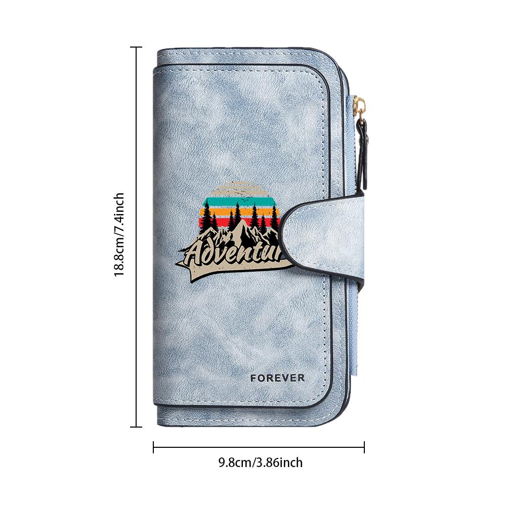 Vintage Adventure Long Wallet for Women PU Leather Multi Card Holder Forever Fashion Purse