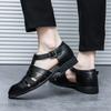 All-match Sandaly Hollow Out Casual Flats New Leather Men's Sandals Outdoor Summer Beach Shoes Comfortable Male Roman Sandals