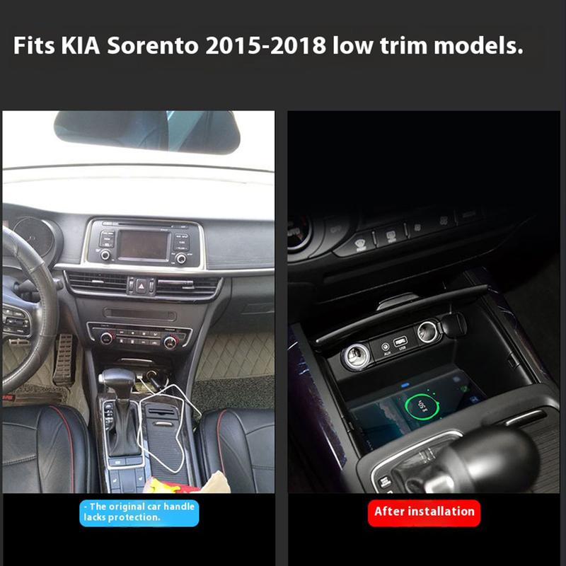 2 DIN для KIA Sorento 2015-2018 Автомобильное беспроводное зарядное устройство для мобильного телефона Консоль Центральная Хранение 18 В Держатель пластины для быстрой зарядки iPhone