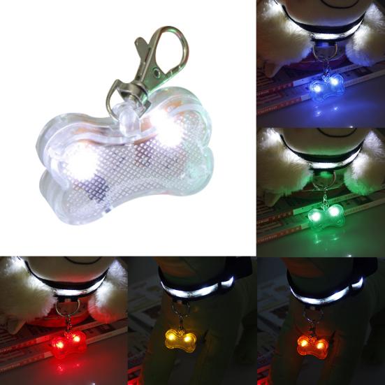 LED Light Up Bone ID Tag Pet Collar Pendant for Walking