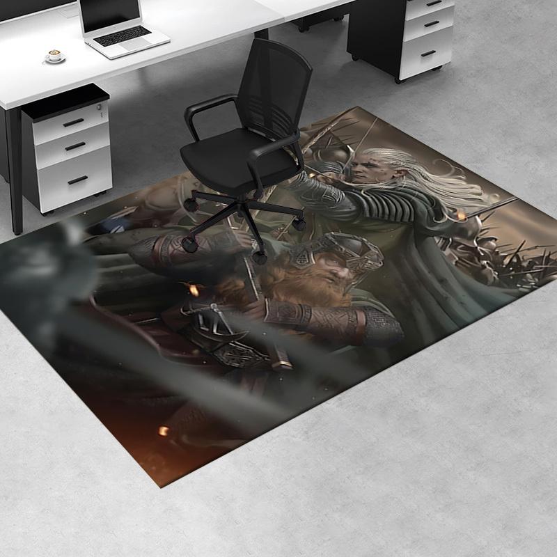 Lord of the Rings Polyester Office Carpet Chair Mats, Home Decor Dormitory Floor Protector with Anti-Skid Backing, Large Area Coverage,Chris