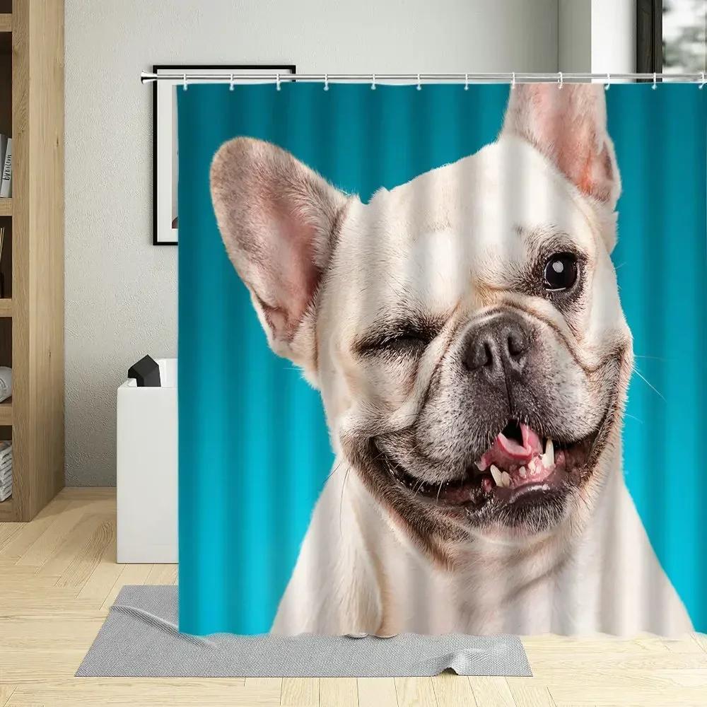 Pdpfunny-Rideau De Douche À Motif De Chien Chiot, Tissu Polyester Impermable,Dcoration D'Intrieur Avec Crochets, Cratif