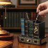 Креативный органайзер для ручек, деревянный держатель в форме книги, ретро-столик с ящиком, утяжеленное основание, контейнер для хранения ручек, заметок, скрепок