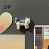 Cat Lover Magnets 5Pcs Cartoon Refrigerator Magnet Set Hand-painted Kitten for Fridge Shaped Ornaments Locker Whiteboard Kitchen Decoration