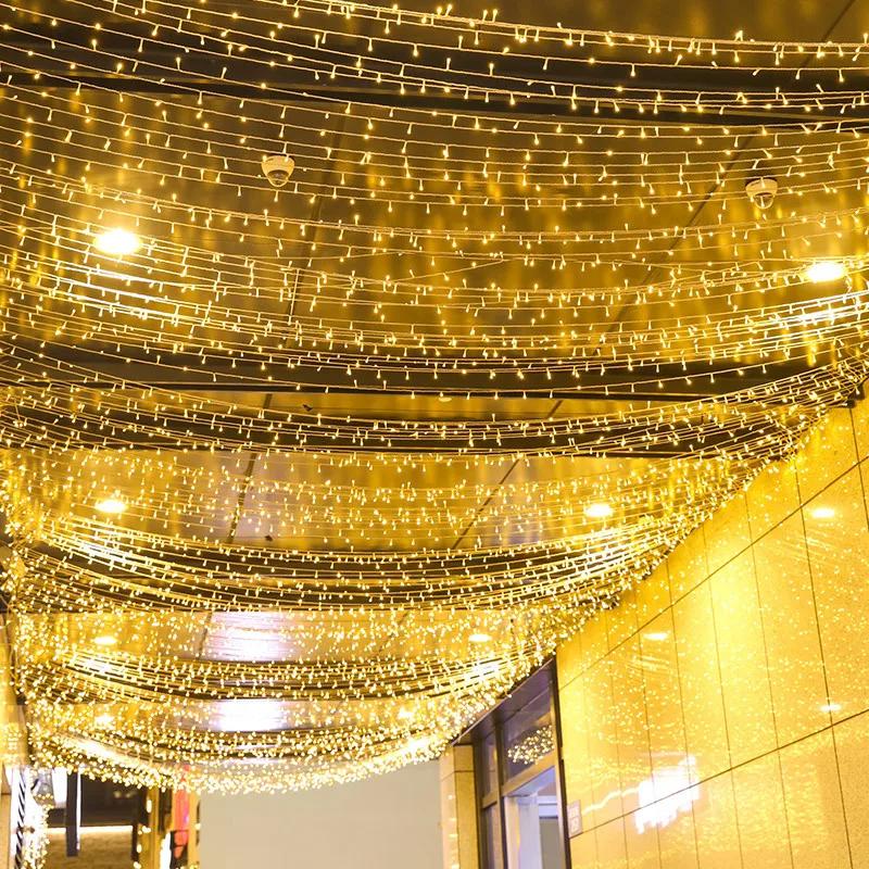 Светодиодная гирлянда, гирлянды 10 м, 30 м, 50 м, 100 м, новогодняя елка, свадебное украшение, водонепроницаемая гирлянда для помещений и улицы, 220 В, ЕС, лампа