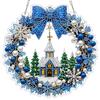 DIY Christmas Diamond Painting Wreath Ornament Pendant Kit Double Sided PET Rhinestone with Metal Chain Set