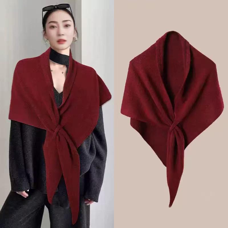 New Version Women’s Neck Wrap • Autumn & Winter Thickened Warm Shoulder Shawl • Female Triangular Knitted Scarf