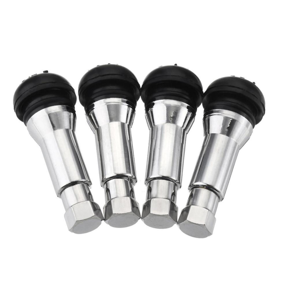 4/8Pcs TR414 Chrome Aluminium Tubeless Tyre Valve Stems Dust Caps Snap In Wheel Tire Valve Stems Rubber Dustproof Cover