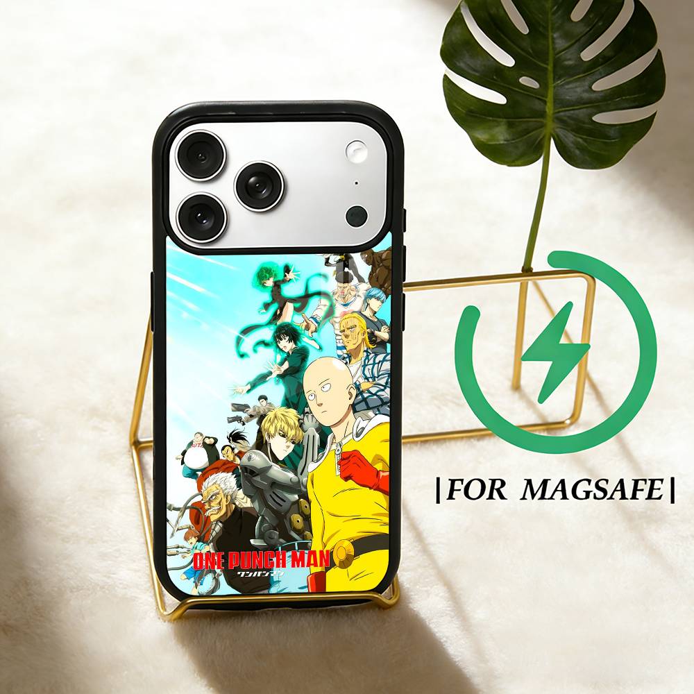 Чехол для телефона Аниме One-Punch Man Для iPhone 17,16,15,14,13,12,Plus,Pro,Max Для Magsafe Магнитная Беспроводная Зарядка