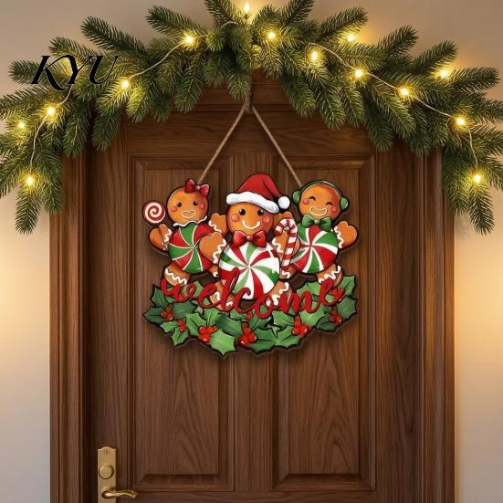 Gingerbread Man Pendant Christmas Wooden Hanging Pendant, Festive Ornaments with Hemp Rope for Tree Gift For Friends Wall Window Fireplace Decoration,