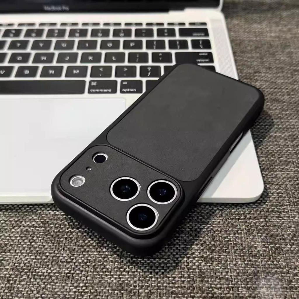 Electroplated Lambskin Leather Phone Case for Apple 13-16 Pro Max with Large Window