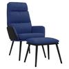 Recliner Chair with Ottoman Blue Fabric and Faux Leather