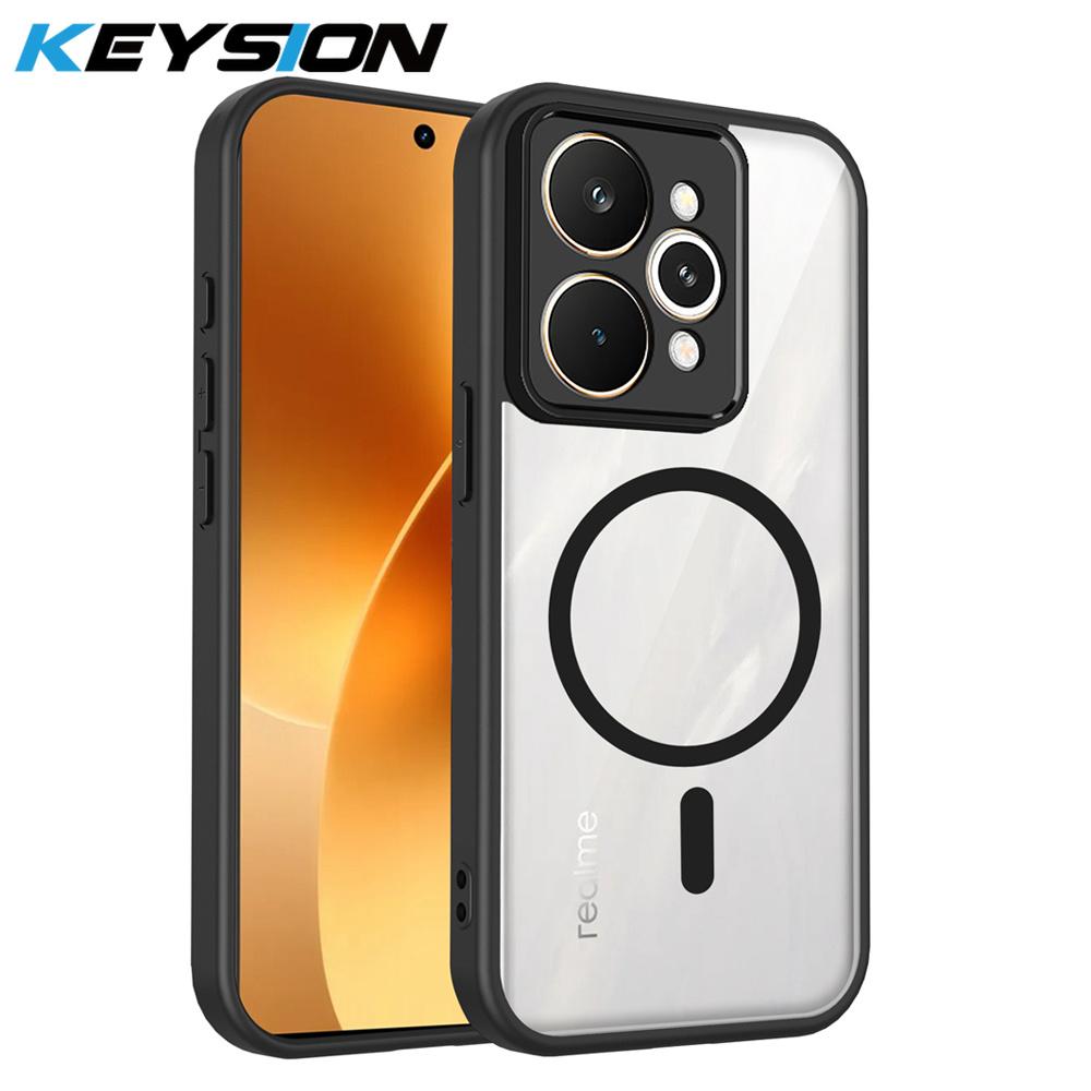 KEYSION Transparent Magnetic Phone Case for Realme 15 Pro 5G Soft Silicone+PC HD Clear Shockproof Back Cover for OPPO Realme 15T
