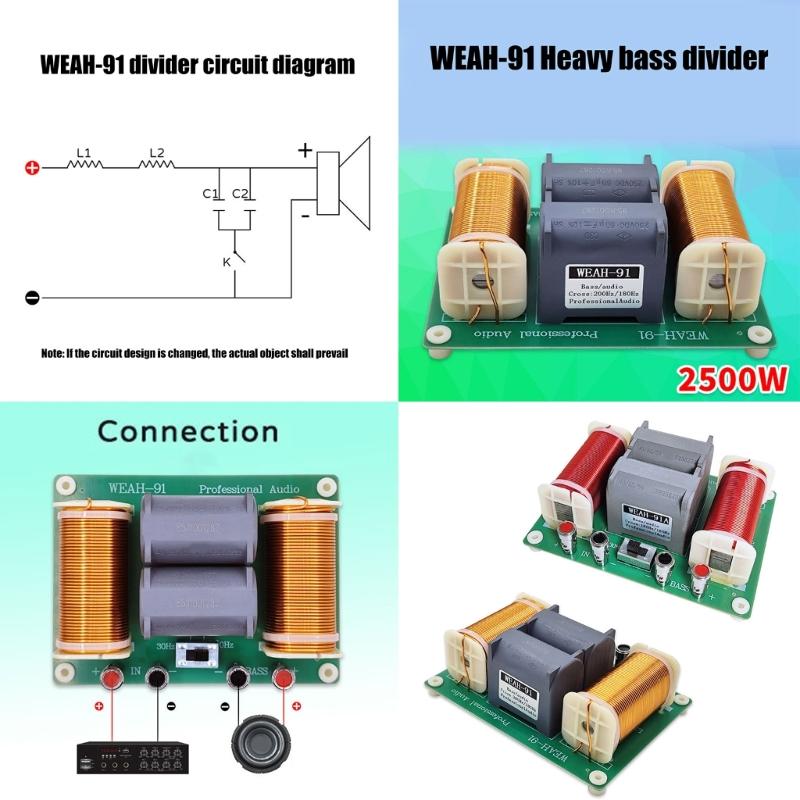 Фильтр кроссовера сабвуфера 2500 Вт Разделитель частот сабвуфера 200 Гц/180 Гц для сцены и домашнего звука DIY-проект