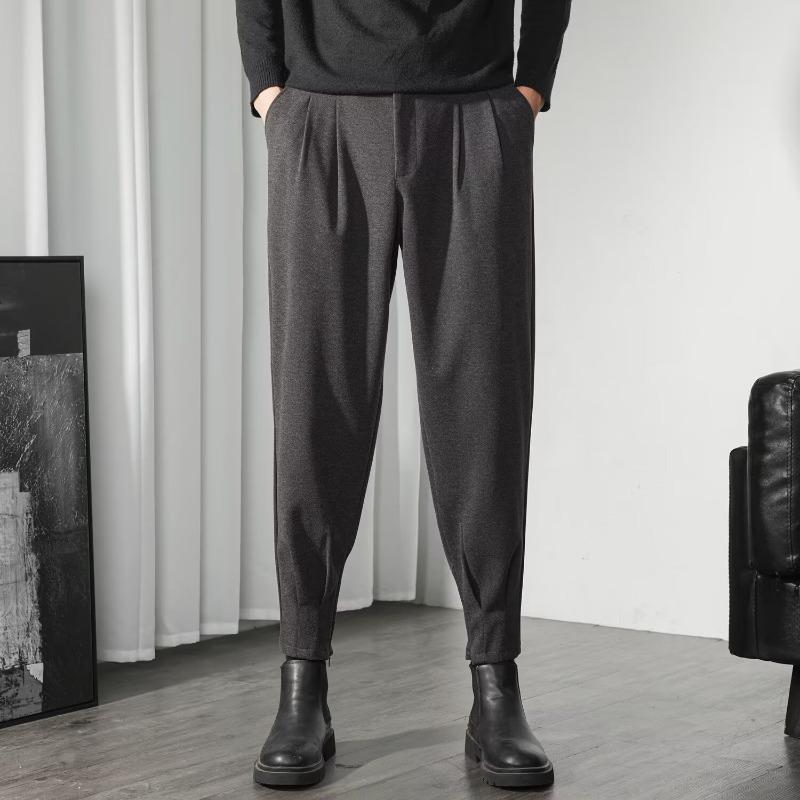 Мужские осенние повседневные брюки-шаровары с манжетами, однотонные, универсальные, модные брюки с 9-точечной молнией.