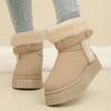 New Fluffy Rabbit Fur Warm Snow Boots for Women Winter Thick Plush Cotton Shoes Woman Faux Suede Non Slip Platform Ankle Boots