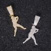 European American Trendy Men Baseball Player Inlaid Diamond Pendant Hip Hop Rap Cuban Chain Alloy Fashion Jewelry