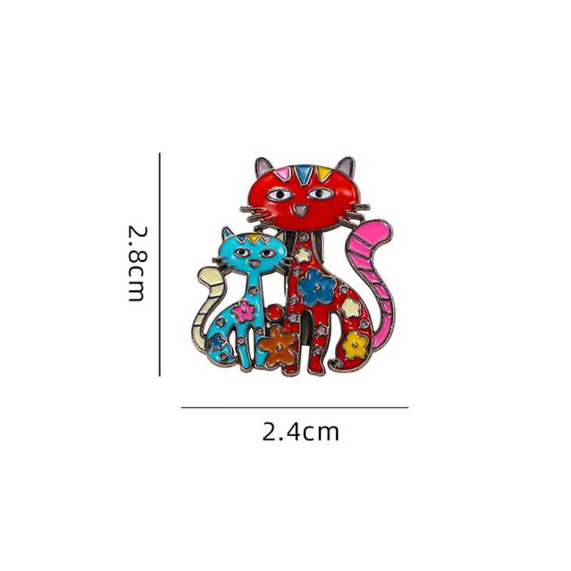 1 Pc Cute Oil Dripping Cat Brooch Cartoon Kitten Brooch Anti Walking Light Diamond Cat Brooch