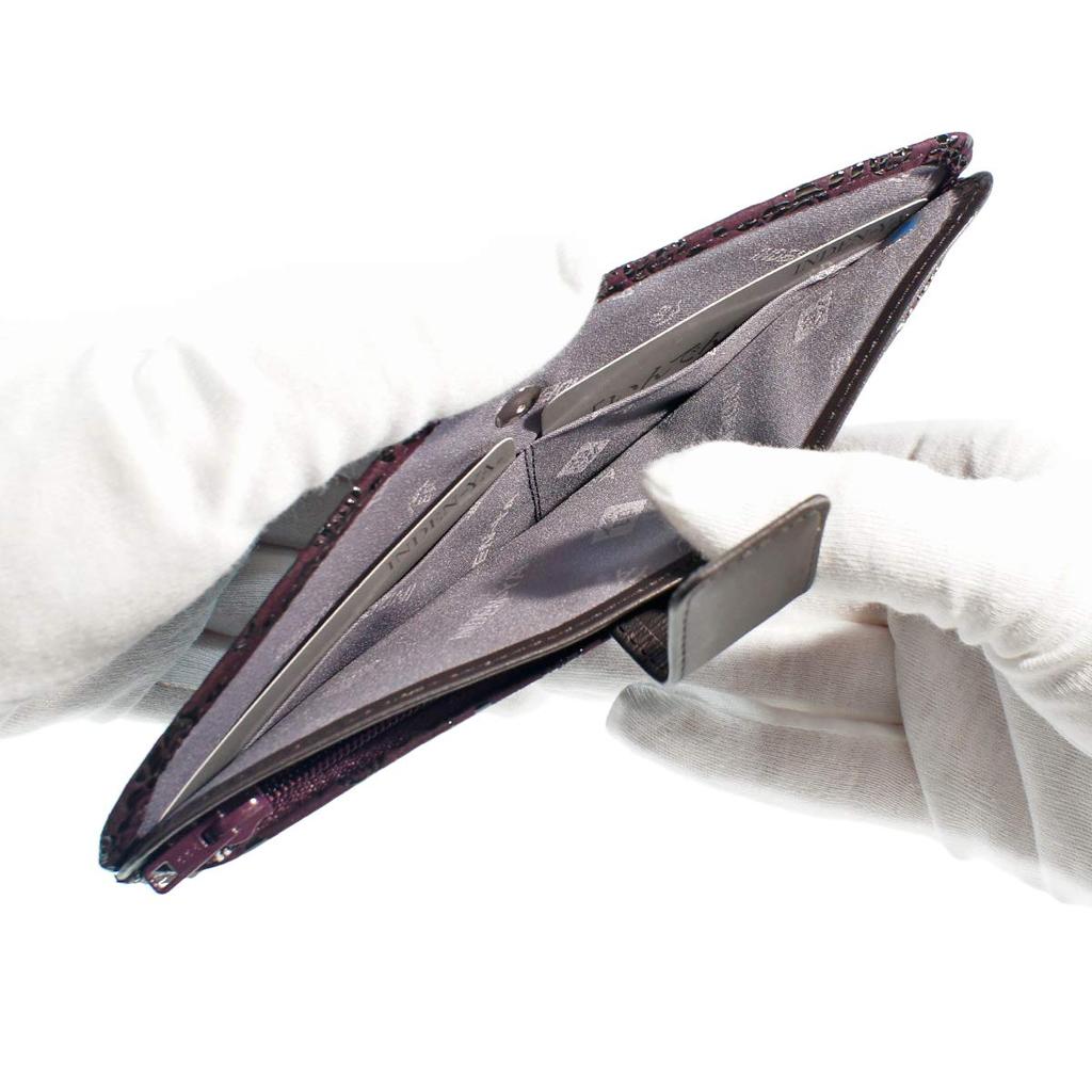 Inden Long Wallet Bundle L Тонкая кожа оленя Фиолетовый x Черный лак Rose Petite [Indenya] 2107-06-176