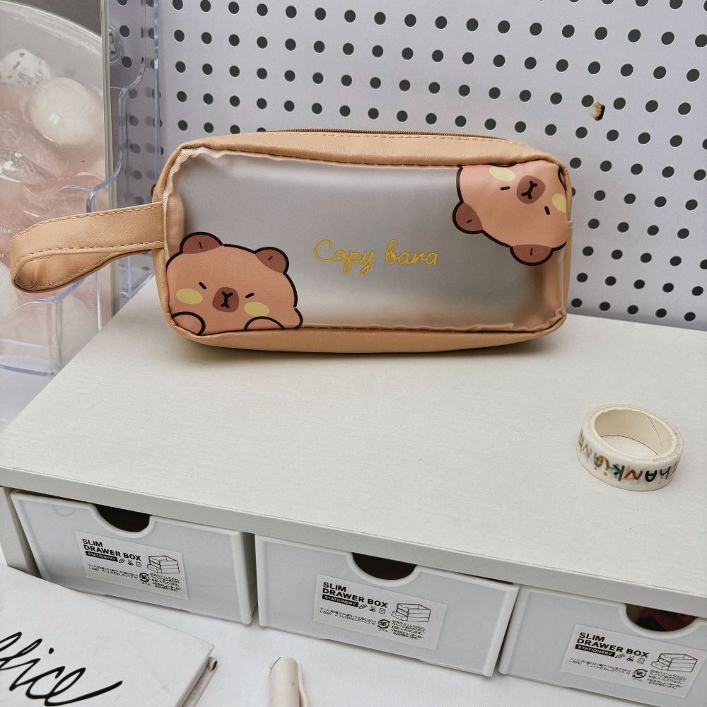 PVC Capybara Pencil Bag Kawaii Stationery Bag Desktop Organizer Cartoon Pen Bag  Student
