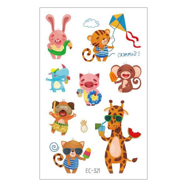 New Waterproof Kids Cartoon Tattoo Stickers - Elephant & Alpaca Designs