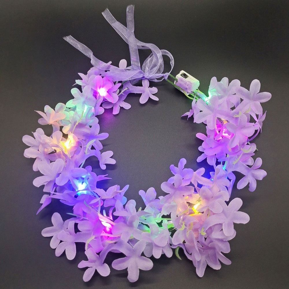 Women Girls Light Up Headband Christmas Party Decoration Halloween Crown Flower Glowing LED Wreath