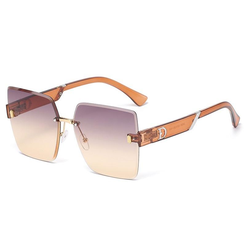 Квадратные солнцезащитные очки без оправы с обрезанным краем, женские модные солнцезащитные очки с защитой от УФ-лучей