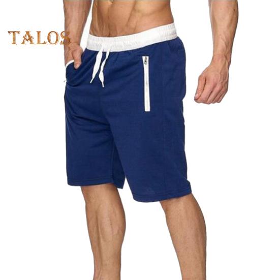 Мужские шорты с эластичной талией, регулируемые на шнурке, повседневные спортивные шорты, однотонные, с поясом и карманом, фитнес-шорты