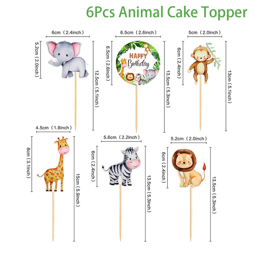 Dinosaur Paper Cake Insert Topper Ice Cream Butterfly Farm Birthday Party Decor Kids Dessert Insert Jungle Animal Cake Topper