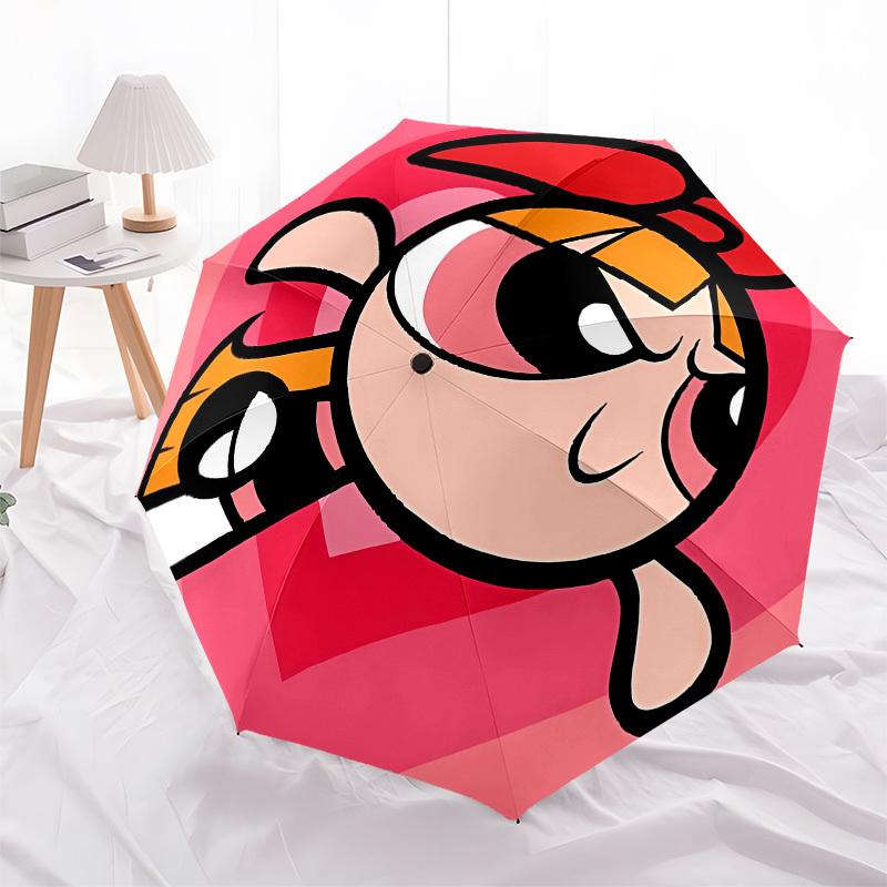 Powerpuff Girls, Blossom Automatic Opening and Closing, 8 rib Structure Portable Umbrella, Suitable for Men and Women in All Seasons  Perfec