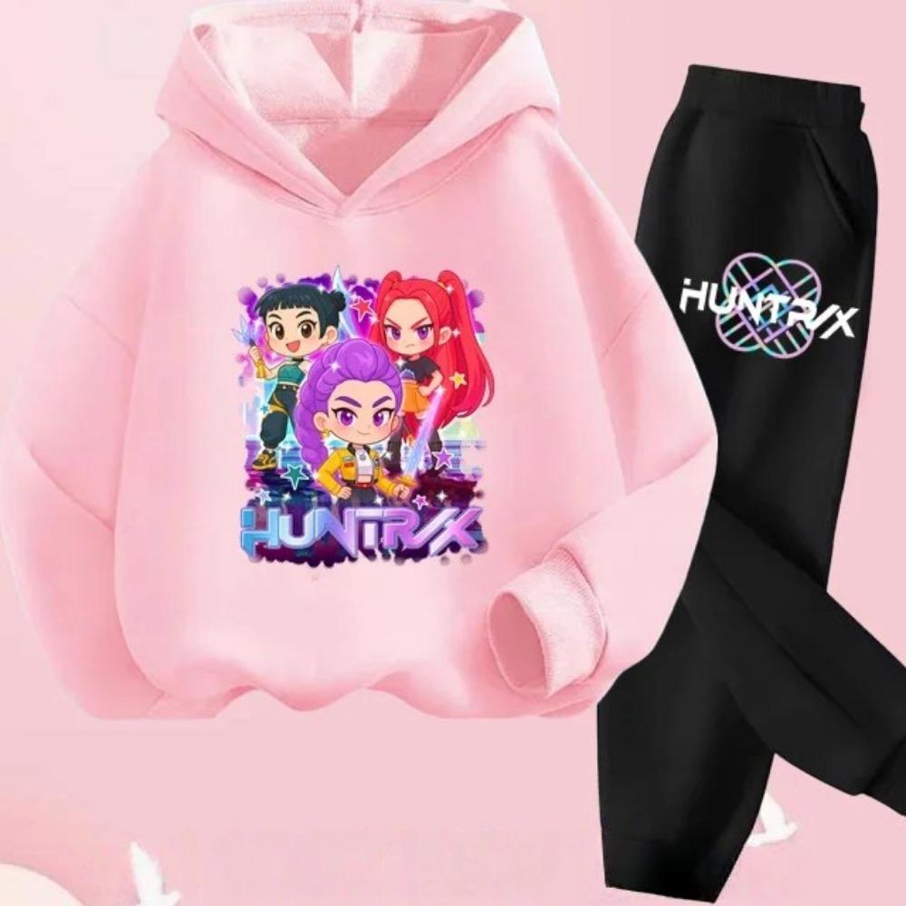 Детская одежда с принтом KPop Demon Hunters Y2K Толстовки+Брюки Спортивные костюмы KPop Demon Hunters Корейский костюм с худи