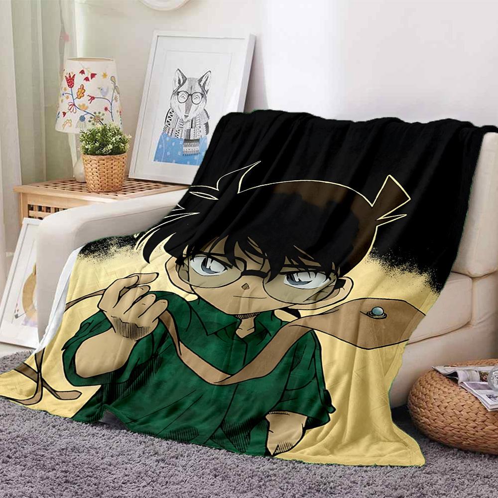 1pc Detective Conan Flannel Throw Blanket - HD Printed Lightweight Soft Warm All-Season Blanket for Sofa, Bed, Travel, Camping - Machine Washable039