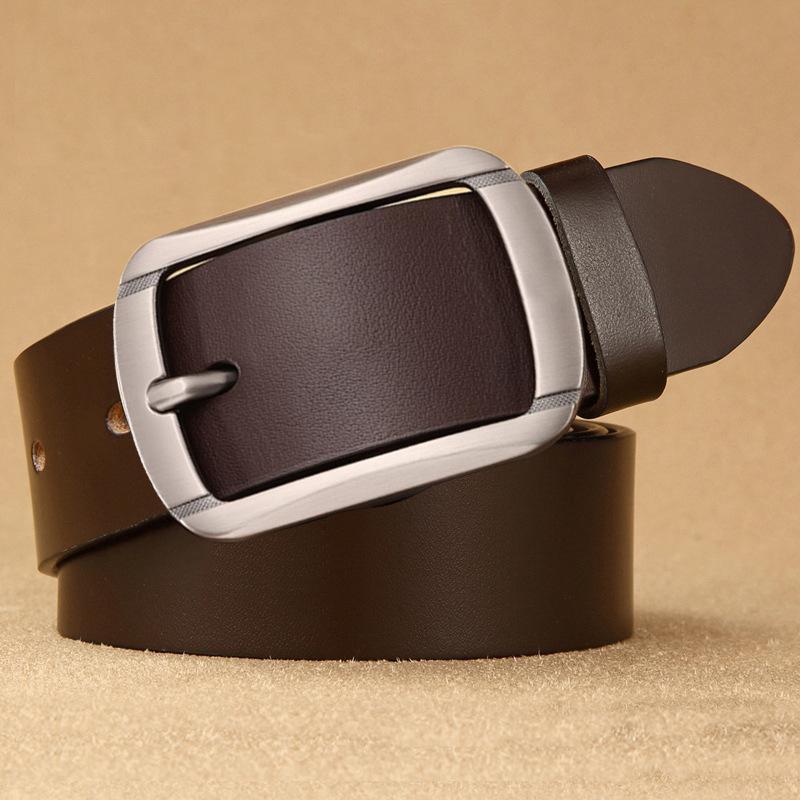 Мужской ремень Ретро Бизнес Тренд Пряжка-гвоздик Ремень из коровьей кожи Повседневный Универсальный Молодежный и Среднего возраста Брюки