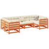 6 Piece Garden Sofa Set with Cushions Wax Brown Pine Wood