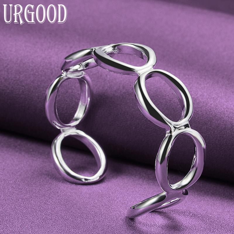 Ювелирные изделия из гладкого круглого открытого браслета из стерлингового серебра 925 пробы